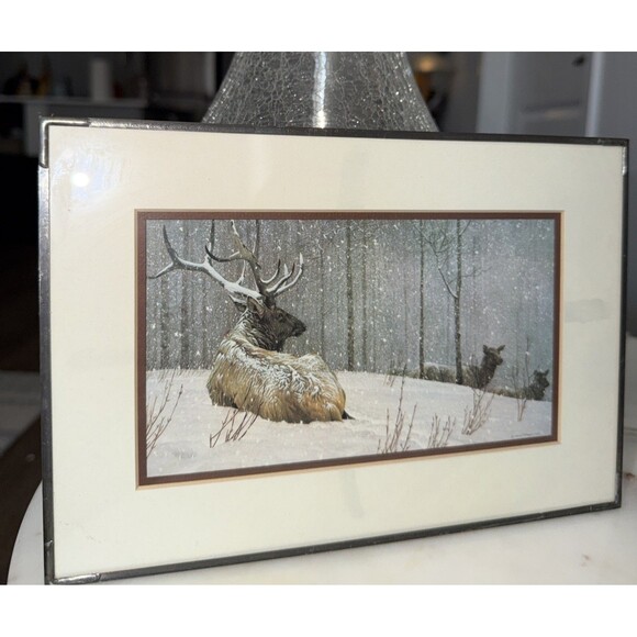 Robert Bateman “Evening Snowfall – Elk” Framed Wildlife Art Print Reproduction - Picture 2 of 10